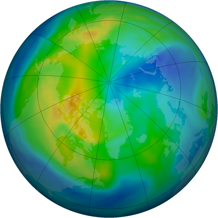 Arctic ozone map for 03 November 2005